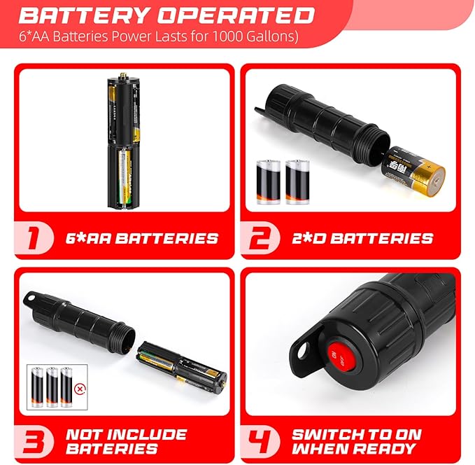 Portable Transfer Pump Battery Operated Electric Siphon Pump for Gas, Fuel, Diesel, Water Transfer 2.4 GPM Flow Oil Extractor, 47 Inches Hose-Easy to Use Hand Fuel Pump, Multi-Use Transfer Pump(Red)