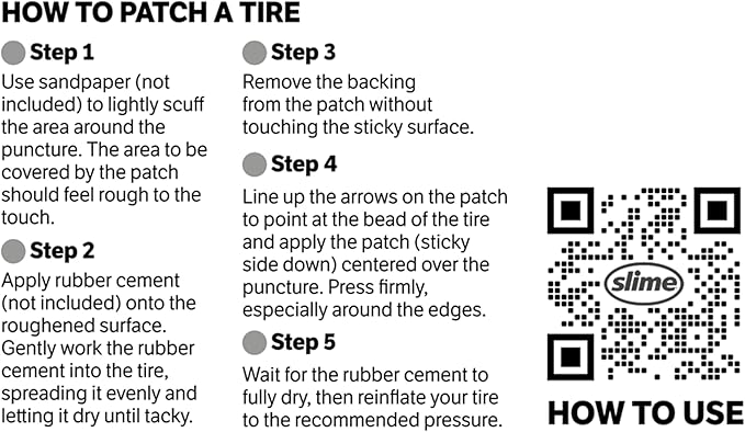 Slime 1029-A Tire Puncture Patch, Heavy Duty, Bias Ply, 4" Pack of 2