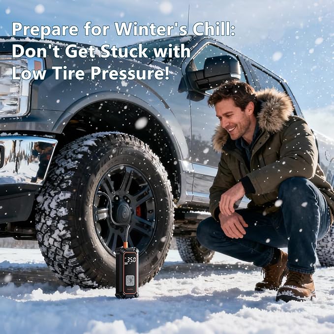 OlarHike Cordless Tire Inflator Portable Air Compressor, Dual Power - 5400 mAh & 12V DC, Air Pump for Car Tires, Bike, Motorcycle, Bicycle, Electric Pump with LED Light & Digital Pressure Gauge