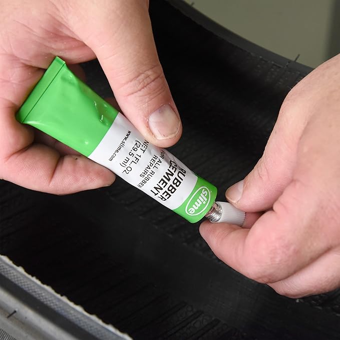 Slime 1051-A Rubber Cement, Tire Repair, Use with Slime Plugs or Patches, 1 oz. Tube