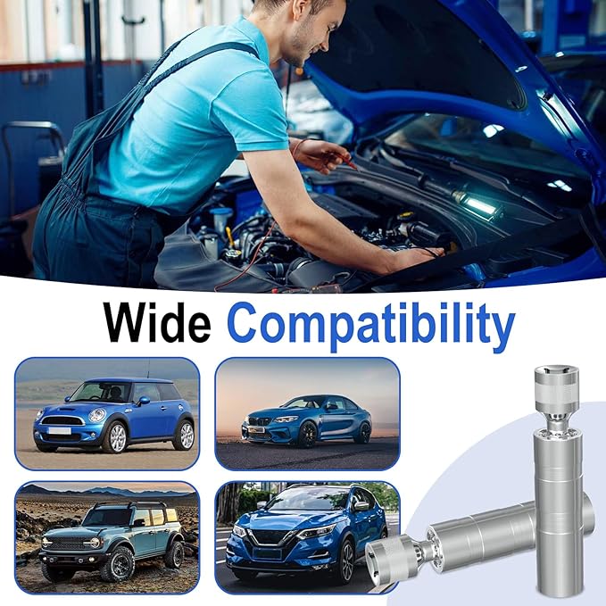 14mm&16mm Spark Plug Socket Set, Thin Wall 3/8" Drive Spark Plug Sockets Removal Tool, 12 Point, Magnetic Swivel Spark Plugs Socket for Most Car Models