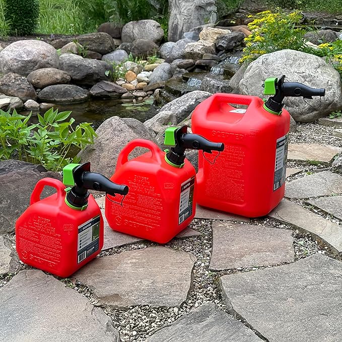 Scepter FR1G252 Fuel Container with Spill Proof Smart Control Spout with Bonus Spout Extender, Red Gas Can, 2 Gallon (Pack of 4)