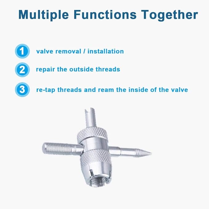 Riseuvo Stem Puller and Installer - 10pcs TR412, 6pcs TR413, 6pcs TR414 Short Rubber Tire Valve Stems, 4 Way and Single Head Valve Core Remover Tool