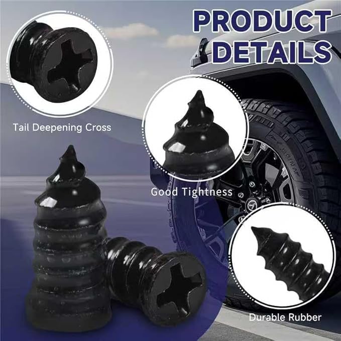 90 Pcs Tire Repair Screws, Tire Patch Kit, Screw in Tire Plugs,Quick Tool Tire Plugs, Self-Service Tire Repair Rubber Nail Kit for Patching Punctures in Vacuum Tires of Cars, Motorcycles (90)