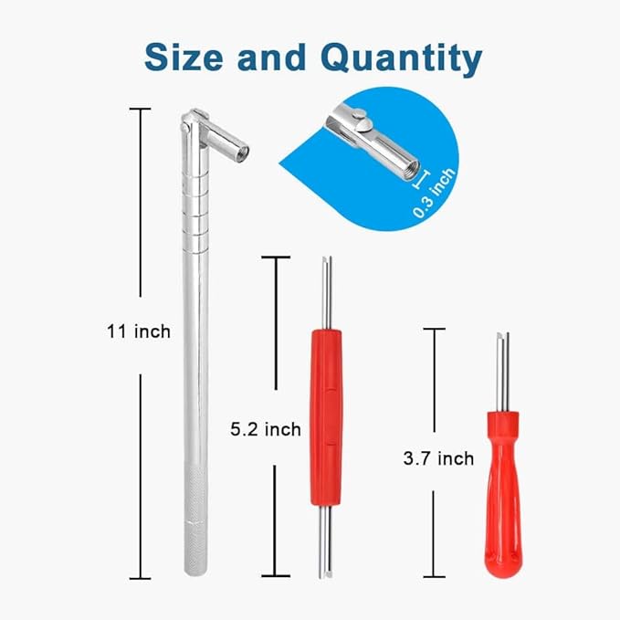 Riseuvo Stem Puller and Installer - 10pcs TR412, 6pcs TR413, 6pcs TR414 Short Rubber Tire Valve Stems, 4 Way and Single Head Valve Core Remover Tool