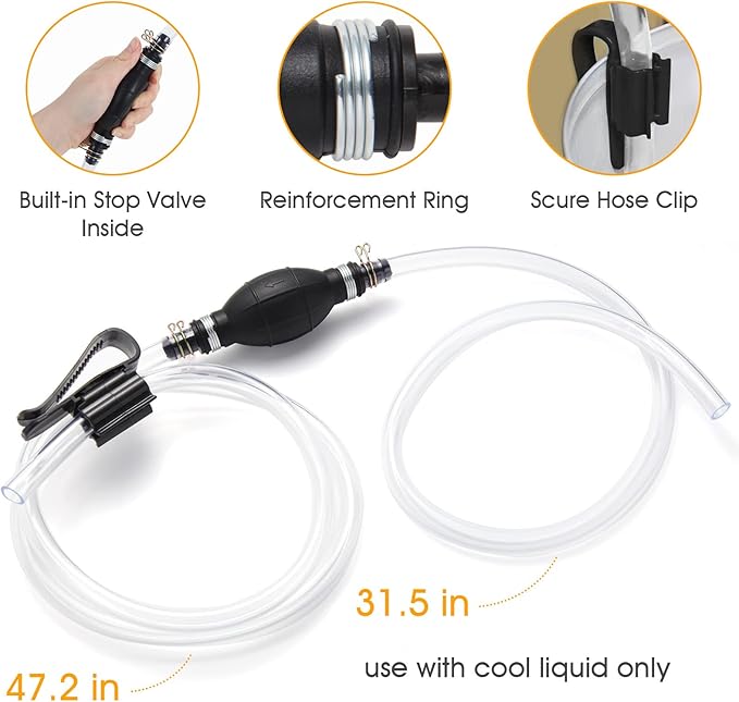 H-veenjor 3/8" Boat Primer Bulb Marine for Outboard Motor Universal Fuel Line Hand Primer Bulb Manual Black Rubber Fuel Transfer Vacuum Pump for Gas, Gasoline,Diesel, Water