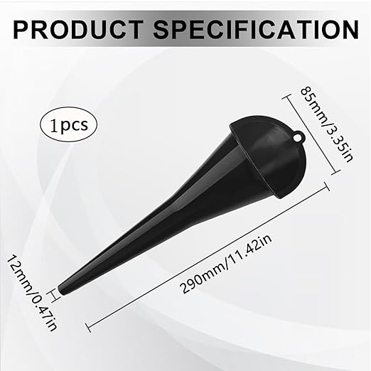 Long-Neck Oil Funnel for Automotive – Multi-Function Plastic Funnel for Oil, Gas & Lubricants – Universal Car Accessory (Black (1-Pack))