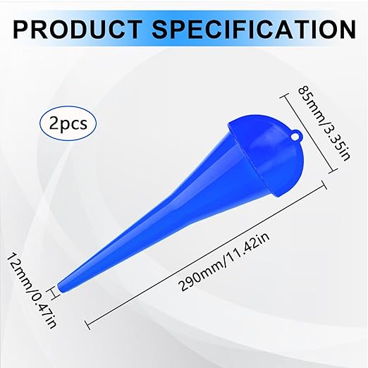 Long-Neck Oil Funnel for Automotive – Multi-Function Plastic Funnel for Oil, Gas & Lubricants – Universal Car Accessory (Blue (2-Pack))