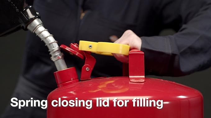 Eagle 2 Gallon Type I Red Safety Gas Can for Gasoline with Flame Arrester, Self-Closing Lid, and F-15 Funnel, Made in the USA, Galvanized Steel Flammable Storage Can, UI20FS