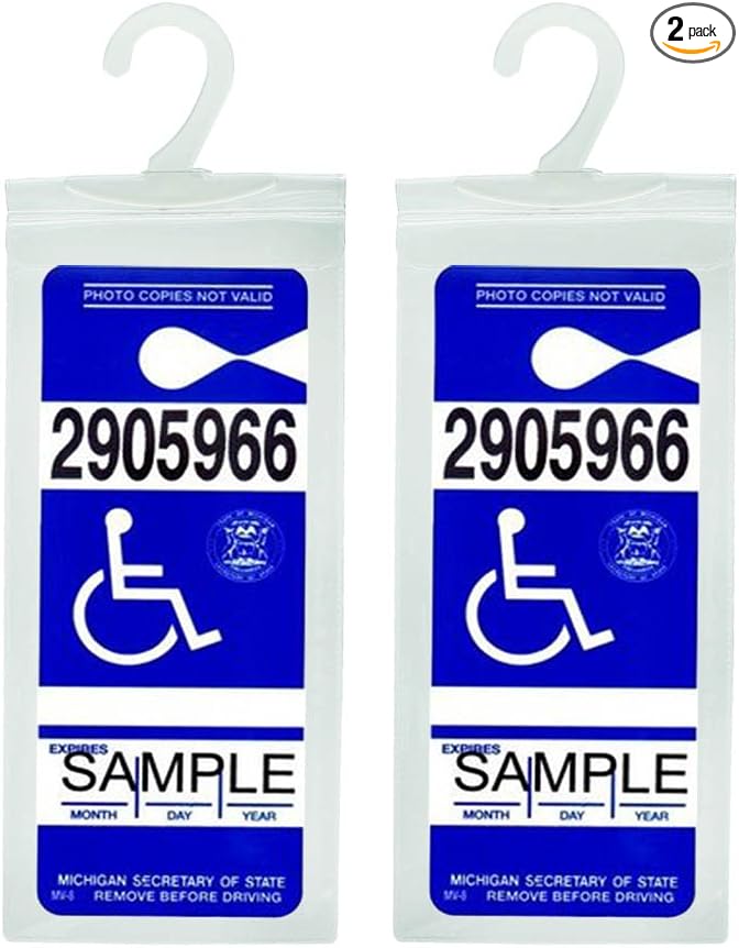 Handicap Placard Holder - Ultra Transparent Disabled Parking Permit Placard Protective Holder Cover with Large Hanger by Tbuymax (Set of 2)