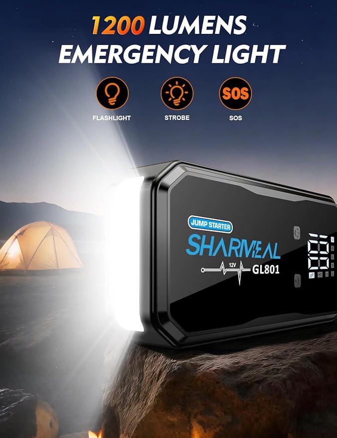 Sharmeal 21-in-1 8000A Jump Starter, 20000mAh Car Booster Pack with PD 35W Super Fast Charging, 12V Jump Starter Battery Pack for All Gas and 12.0L Diesel, Portable Jump Box with LED Light