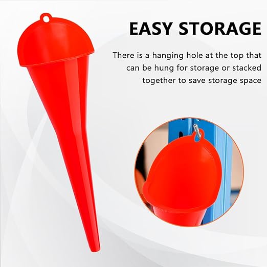 Long-Neck Oil Funnel for Automotive – Multi-Function Plastic Funnel for Oil, Gas & Lubricants – Universal Car Accessory (Red (1-Pack))