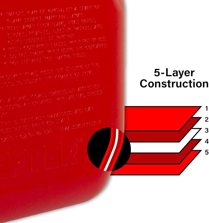 Scepter FSCG552 Fuel Container with Spill Proof Spout with Bonus Spout Extender, Rear Handle Red Gas Can, 5 Gallon (Pack of 4)