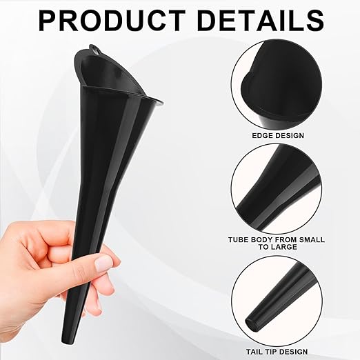 Long-Neck Oil Funnel for Automotive – Multi-Function Plastic Funnel for Oil, Gas & Lubricants – Universal Car Accessory (Black (2-Pack))
