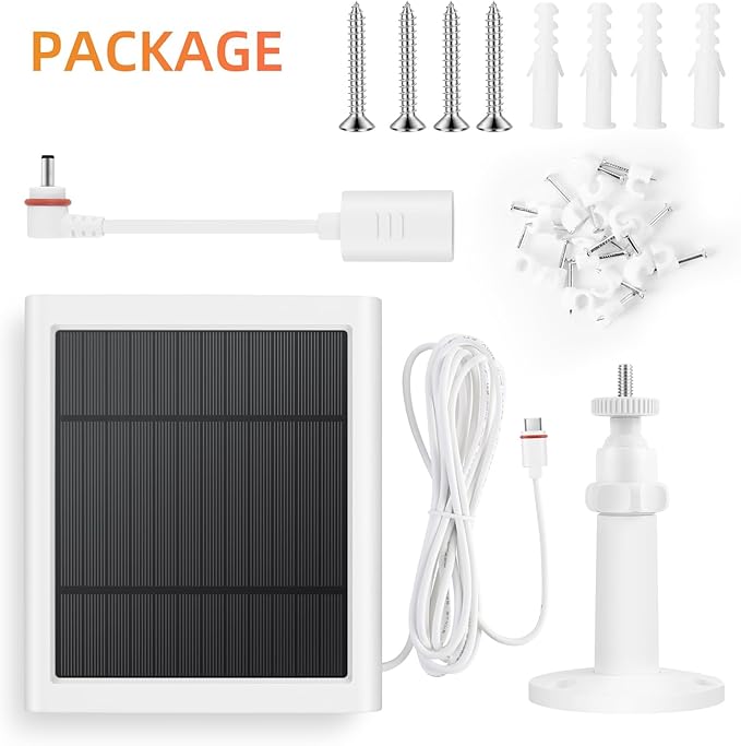 4 Pack IP65 Solar Panel for Rings Camera, 4W Solar Charger Compatible with Rings Spotlight &All-New Stick Up Outdoor Cam Battery, 10ft Long Cable with USB-C to Barrel Plug Adapter