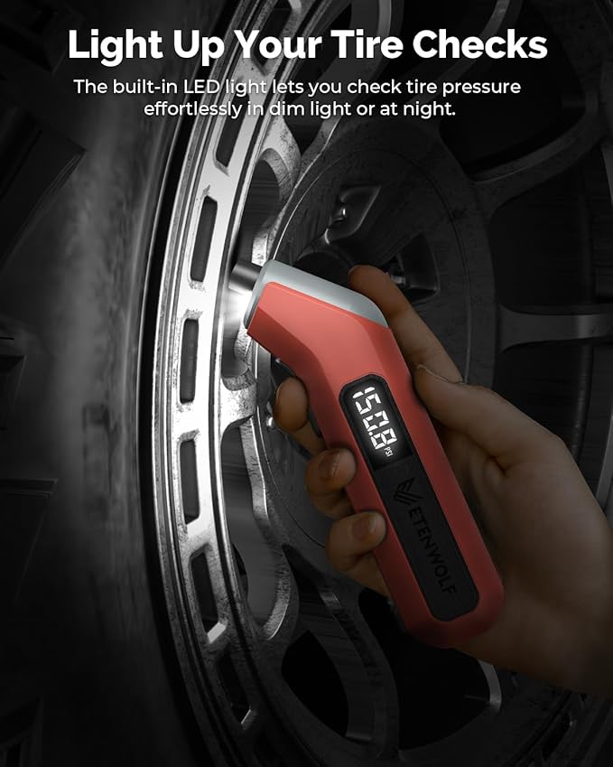 ETENWOLF T300 Digital Tire Pressure Gauge 3-200 PSI, Industrial Tire Gauge Calibrated to ANSI B40.7 Grade 2A(Plus-Minus 0.5%), Replaceable AAA Batteries, Dark Cyan