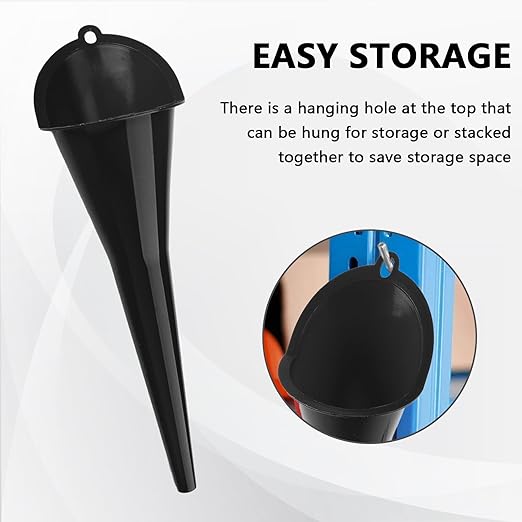 Long-Neck Oil Funnel for Automotive – Multi-Function Plastic Funnel for Oil, Gas & Lubricants – Universal Car Accessory (Black (1-Pack))