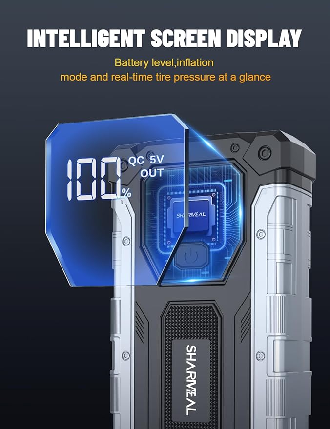 Sharmeal Car Battery Jump Starter 6500A, Jump Starter Battery Pack for All Gas and 10.0L Diesel, 12V Portable Jump Box with LED Light