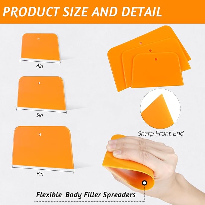 Frienda 15 Pcs Body Filler Spreaders Plastic Tools for Automotive Applying Putties Glazes Caulks and Paint (3 Sizes)