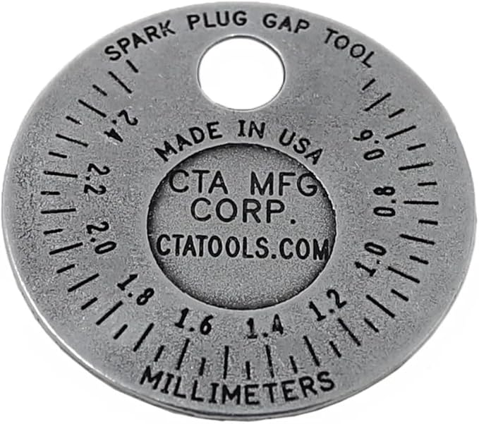 CTA Tools 3235 Spark Plug Gapper: Coin-Style Spark Plug Gap Tool, 0.020"–0.100" Measurement Range, Plated Steel, Quick-Check Reference Tool