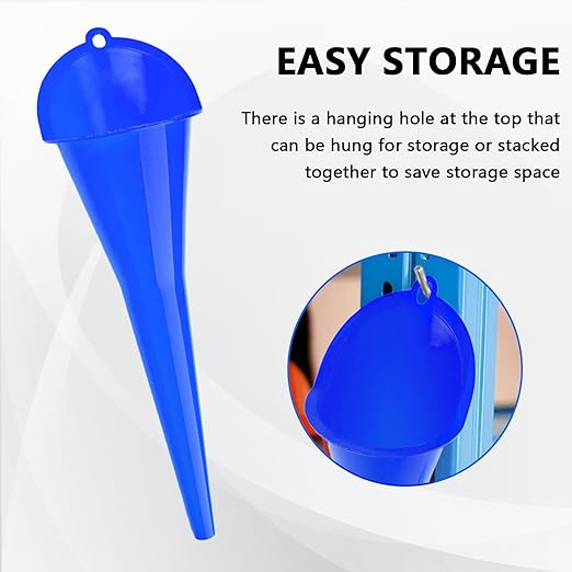 Long-Neck Oil Funnel for Automotive – Multi-Function Plastic Funnel for Oil, Gas & Lubricants – Universal Car Accessory (Blue (1-Pack))