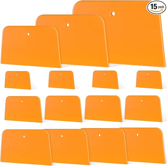 Frienda 15 Pcs Body Filler Spreaders Plastic Tools for Automotive Applying Putties Glazes Caulks and Paint (3 Sizes)
