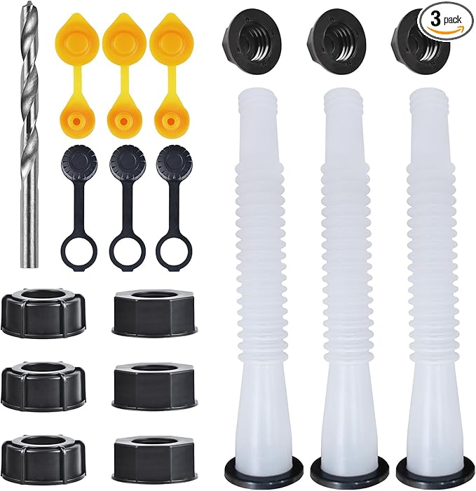 Gas Can Spout Replacement Kit, Gas Can Nozzle Replacement (3 Kit-White) All gaskets are installed and ready to use upon receipt. For 1/2/5/10 gallon gas can. Easy and convenient to use