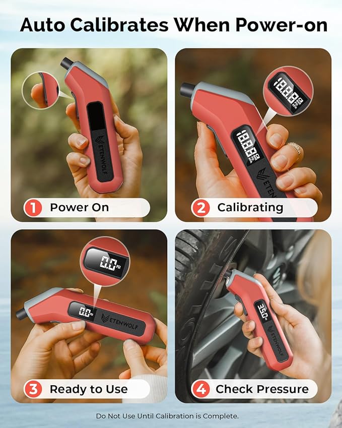 ETENWOLF T300 Digital Tire Pressure Gauge 3-200 PSI, Industrial Tire Gauge Calibrated to ANSI B40.7 Grade 2A(Plus-Minus 0.5%), Backlit LED Screen, Grey