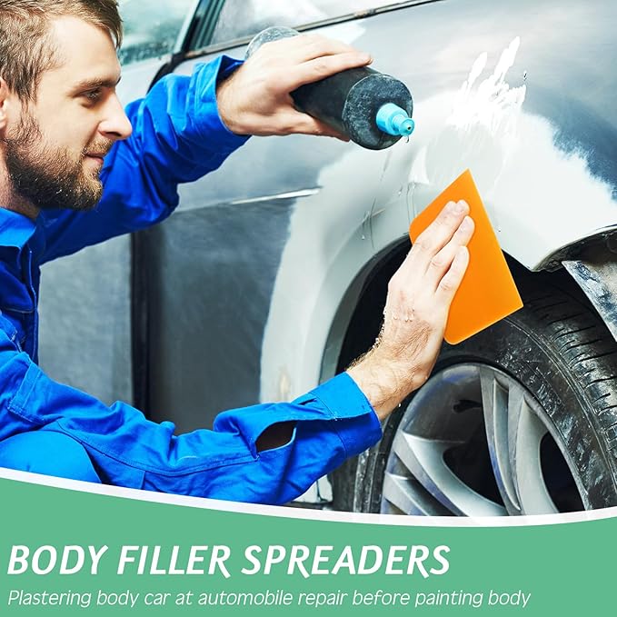 Frienda Body Filler Spreaders Automotive Body Fillers Plastic Auto Spreader Auto Body Spreader for Applying Fillers Putties Glazes Caulks and Paint (12, 4 Sizes)