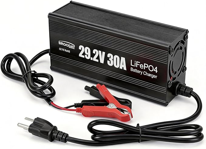 24V 30A LiFePO4 Battery Charger, 29.2V Lithium Battery Charger, Fast Charging, Over-Current and Over-Voltage Protection for 24V Lithium Iron Phosphate Batteries