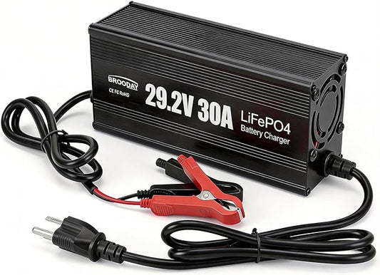 24V 30A LiFePO4 Battery Charger, 29.2V Lithium Battery Charger, Fast Charging, Over-Current and Over-Voltage Protection for 24V Lithium Iron Phosphate Batteries