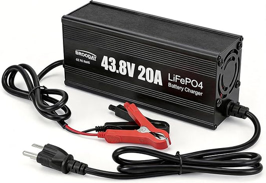 36V 20A LiFePO4 Battery Charger, 43.8V Lithium Battery Charger, Fast Charging, Over-Current and Over-Voltage Protection for 36V Lithium Iron Phosphate Batteries