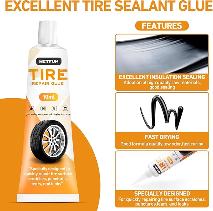 40 PCS Tire Repair Rubber Nails Kit with 2 Tubes of Black Tire Sealant Glue, 2026 New Screw in Tire Plugs Kit, Fast Self-Service Tire Repair Screws Kit for Car Motorcycle Truck Tractor Puncture Repair