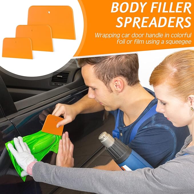 Frienda 15 Pcs Body Filler Spreaders Plastic Tools for Automotive Applying Putties Glazes Caulks and Paint (3 Sizes)