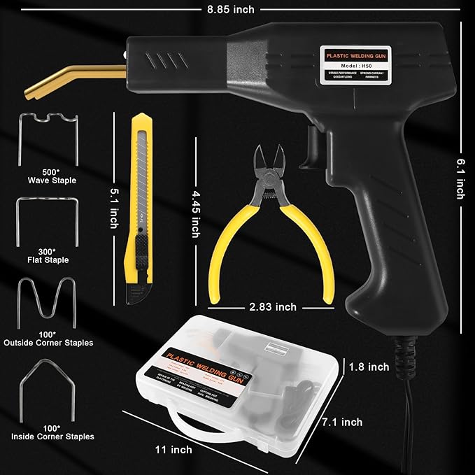ATOLS Upgraded Plastic Welder, 1000PCS Staples, Pure Copper Transformer, Rapid Heating, Plastic Welding Kit, Hot Stapler Kit, Plastic Welder Gun Kit, Car Bumper Repair Kit, Plastic Repair Kit