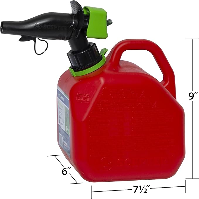 Scepter FR1G152 Fuel Container with Spill Proof Smart Control Spout with Bonus Spout Extender, Red Gas Can, 1 Gallon