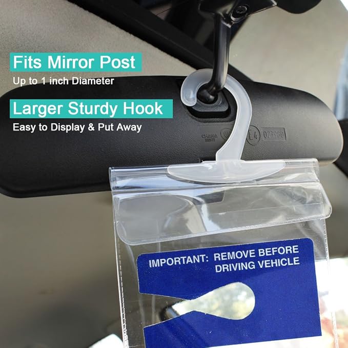 Handicap Placard Holder - Ultra Transparent Disabled Parking Permit Placard Protective Holder Cover with Large Hanger by Tbuymax (Set of 2)