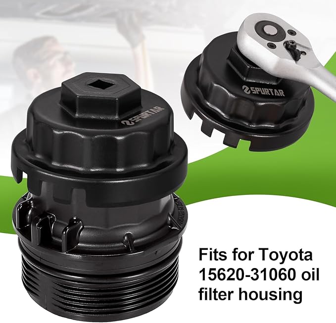 Spurtar Oil Filter Wrench for Toyota Cap Style Oil Filter Removal Tool 64mm for Lexus, Camry, 4 Runner, RAV4, Tundra, Tacoma, Highlander, Sienna, Sequoia, Avaion, Venza 2.5-5.7L Engine