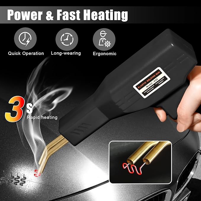 ATOLS Upgraded Plastic Welder, 1000PCS Staples, Pure Copper Transformer, Rapid Heating, Plastic Welding Kit, Hot Stapler Kit, Plastic Welder Gun Kit, Car Bumper Repair Kit, Plastic Repair Kit
