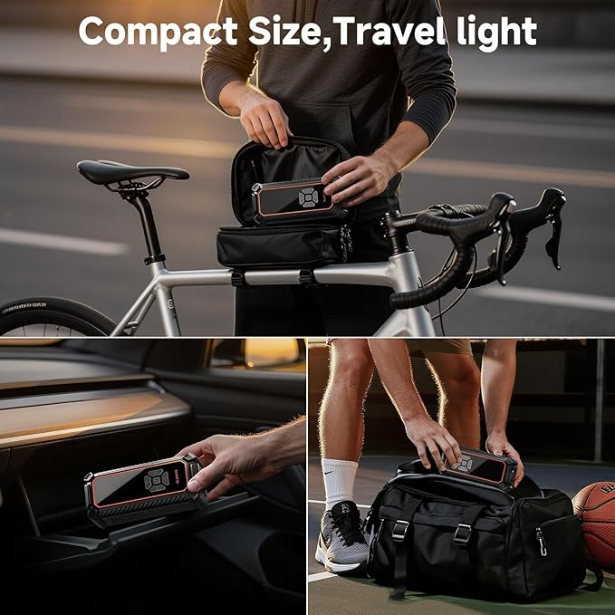 OlarHike Tire Inflator Portable Air Compressor, Dual Power - 6000mAh & 12V DC, Cordless Air Pump for Car Tires, Bikes, Motorcycle, Balls with LED & Digital Pressure Gauge, Auto Shut-off