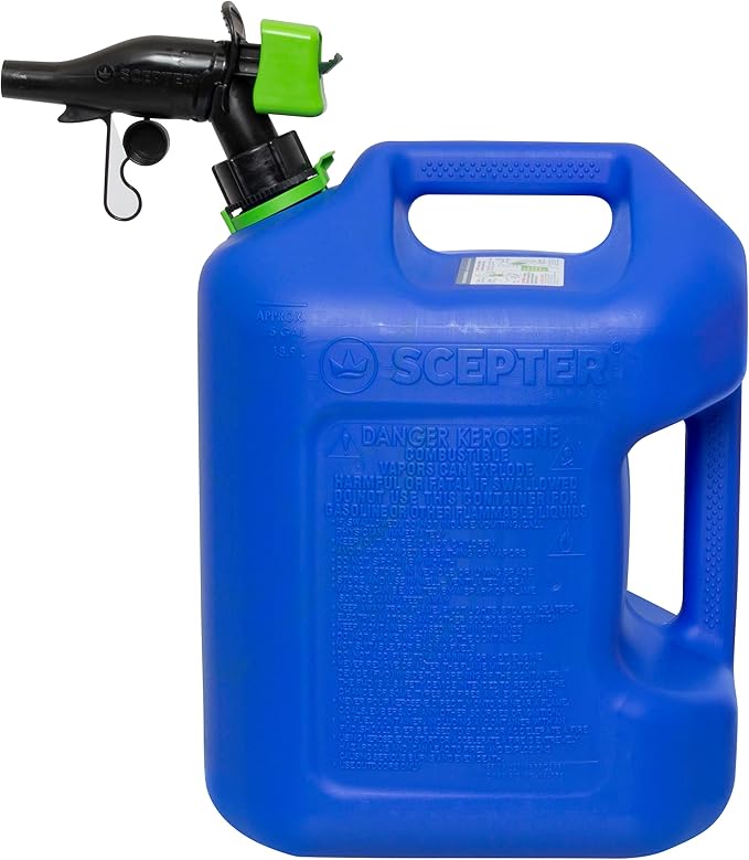 Scepter FSCK552 Fuel Container with Spill Proof SmartControl Spout, Blue Kerosene Can, 5 Gallon (Pack of 4)