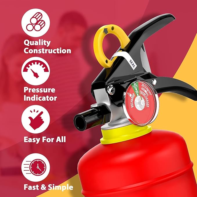 Ougist ABC Fire Extinguisher for Home & Vehicle - 2.5 lb 1-A:10-B:C Rated, Dry Chemical Fire Safety with Quick-Release Handle, Certified for Kitchen/Car/Boat Use-Model FF1KG 4Pack