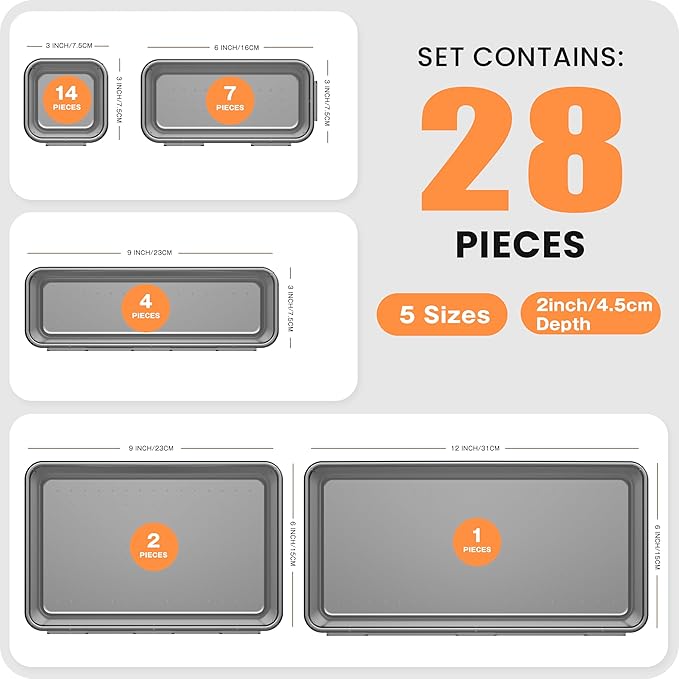 【Military Grade】A-LuGei Drawer Organizer,【𝟱𝗦𝗶𝘇𝗲】Makeup organizer,【Holds 177 Items】Bathroom Organizers and Storage,Organization and Storage,Desk Drawer Organizer for Vanity【Clear Black】