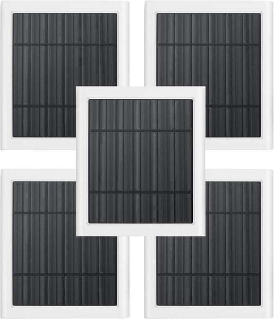 5 Pack IP65 Solar Panel for Rings Camera, 4W Solar Charger Compatible with Rings Spotlight &All-New Stick Up Outdoor Cam Battery, 10ft Long Cable with USB-C to Barrel Plug Adapter