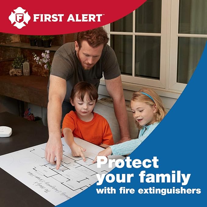 FIRST ALERT PRO5 Rechargeable Heavy Duty Fire Extinguisher, UL RATED 3-A:40-B:C, Red, 1-Pack
