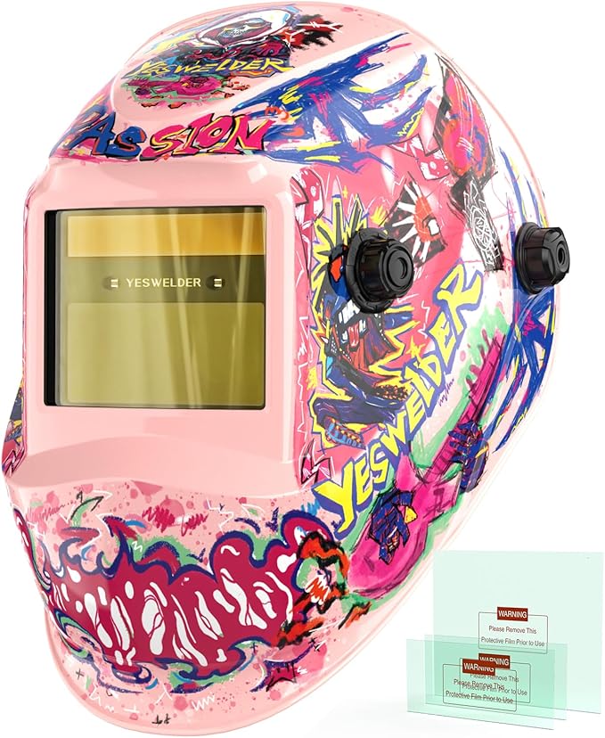 YESWELDER Auto Darkening Welding Helmet, Blue Light Blocking, 1/1/1/1 True Color Solar Powered Welding Hood with 2 Arc Sensors, Wide Shade 3.5/9-13 Welder Mask for TIG MIG ARC and Grind