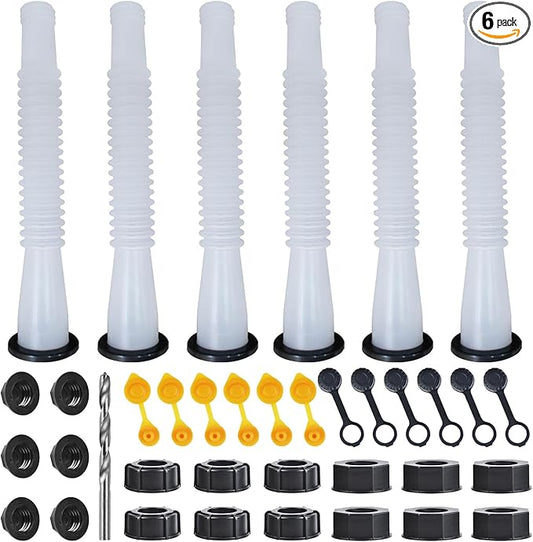 Gas Can Spout Replacement Kit, Gas Can Nozzle Replacement (6 Kit-White) All gaskets are installed and ready to use upon receipt. For 1/2/5/10 gallon gas can. Easy and convenient to use