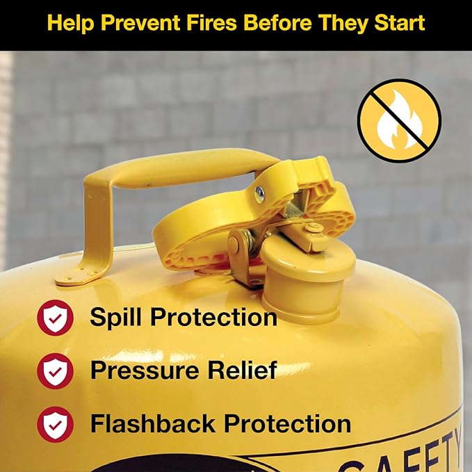 Eagle 5 Gallon Type I Yellow Safety Gas Can for Diesel with Flame Arrester and Self-Closing Lid, Made in the USA, Galvanized Steel Flammable Storage Can, UI50SY