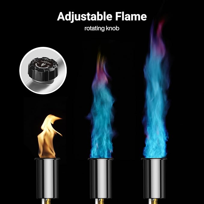 ThermoMaven Propane Torch with One-Touch Max Fire, Cooking Blow Torch Gun with Safety Lock, Charcoal Lighter, Flame Thrower, Gas Welding Kit Kitchen Food Torch Head for Grill, Sous Vide, BBQ, Black