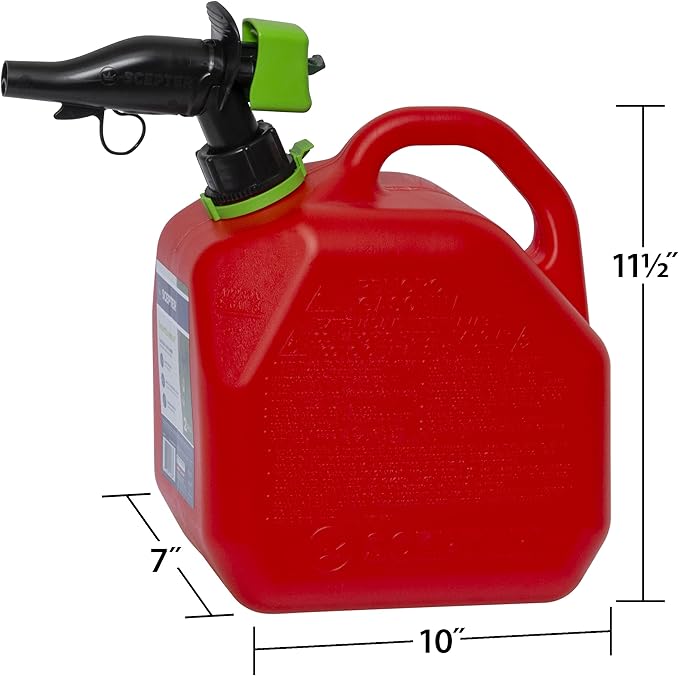 Scepter FR1G252 Fuel Container with Spill Proof Smart Control Spout with Bonus Spout Extender, Red Gas Can, 2 Gallon (Pack of 4)